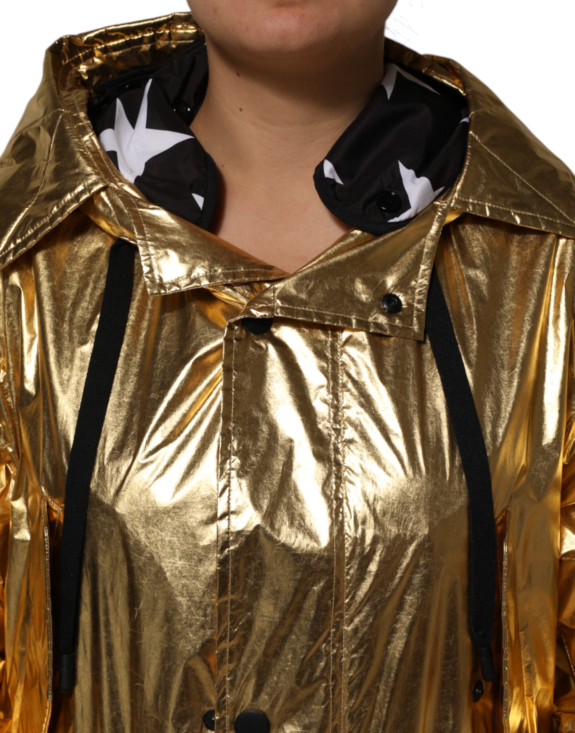 Dolce & Gabbana Altın Tonlarında Kapüşonlu Uzun Kollu Trençkot Ceket